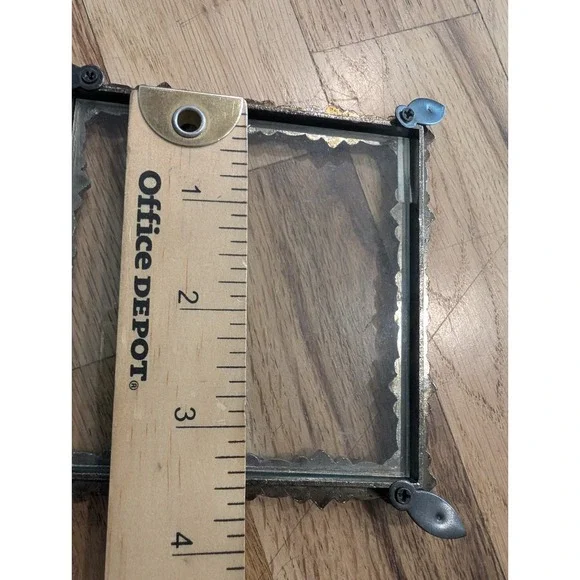 VTG Y2K Jeweled 3x3 Square Picture Frame Pewter Amethyst Lavender Rhinestones - Picture 13 of 16